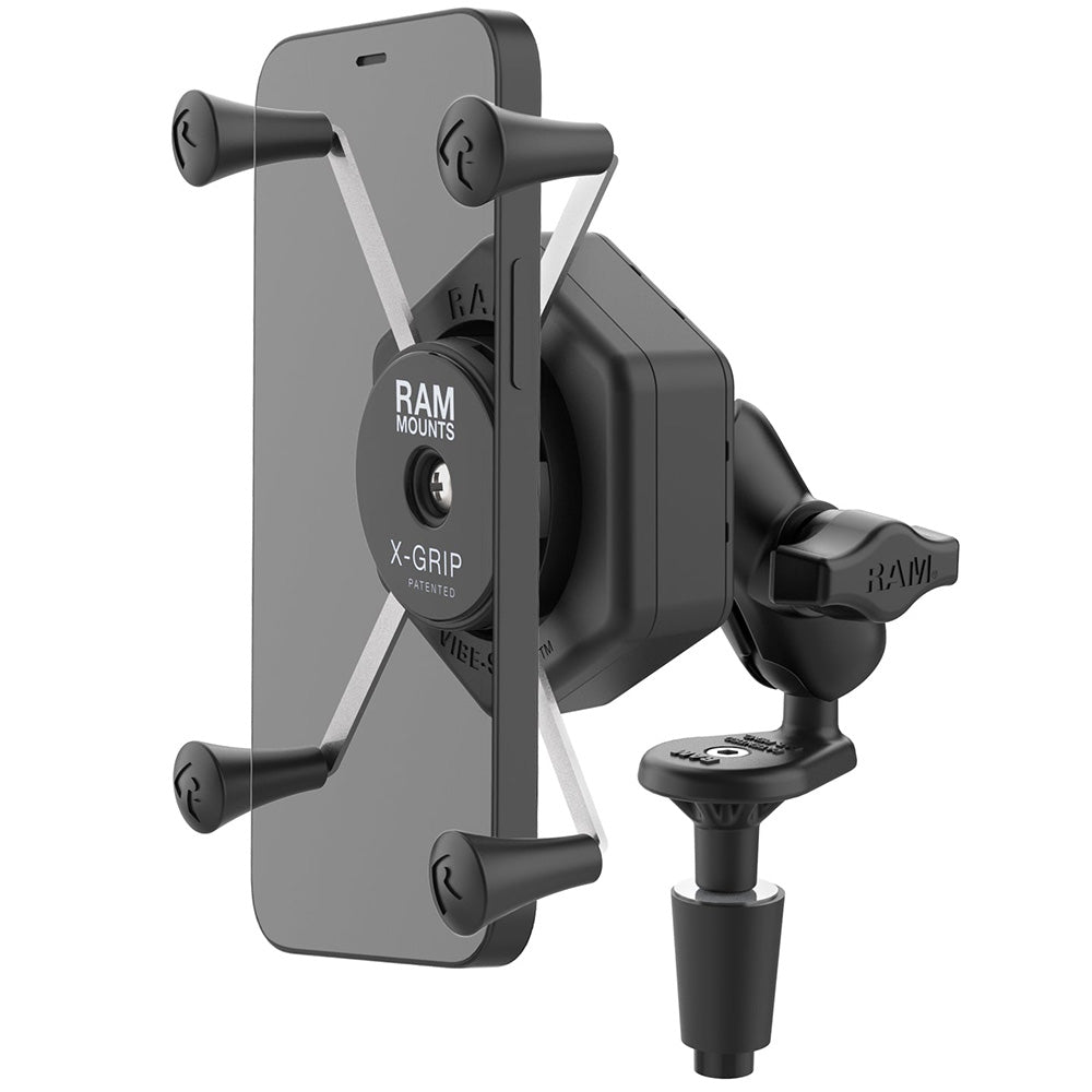 RAM Mount RAM XGrip Large Phone Mount wVibeSafe Fork Stem Base Short RAMB176AUN10462