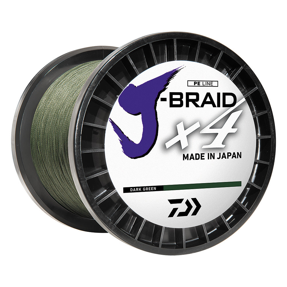 Daiwa JBRAID x4 Braided Line 40lb 300 yds Dark Green JB4U40300DG