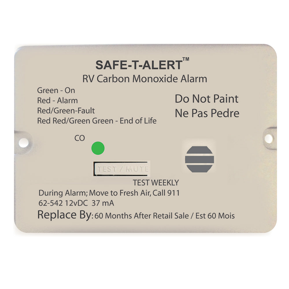 SafeTAlert 62 Series Carbon Monoxide Alarm 12V RV Flush Mount White 62542WT