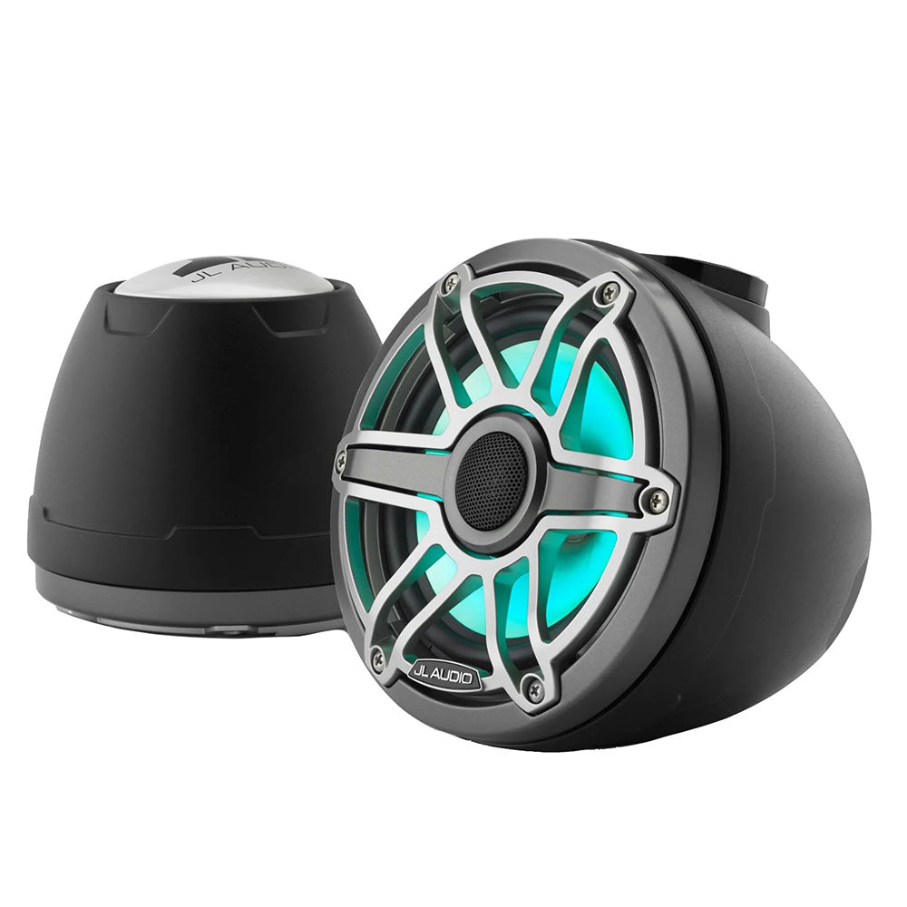 JL Audio M6 VeX Series 65 Enclosed Coaxial Speakers wRGB LED Lighting Titanium Sports Grilles M6650VEXMbSGmTii