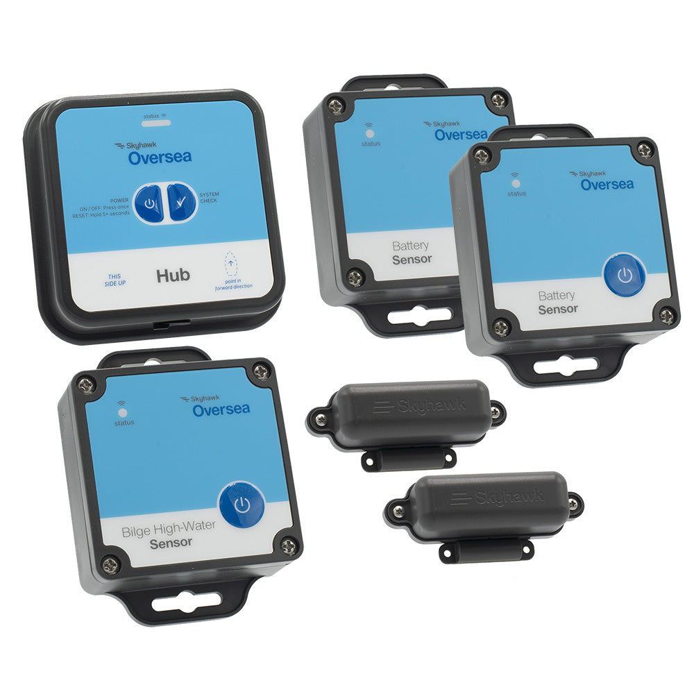 Skyhawk Oversea Fishing Bundle Hub 1 Oversea Hub 2 Battery Sensors 2 Entry Sensors 2 Bilge HighWater Sensors