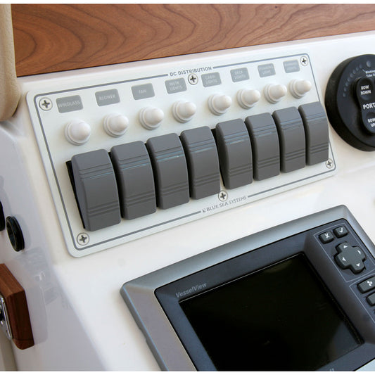 Blue Sea 8271 Water Resistant Panel 8 Position White Horizontal Mount 8271