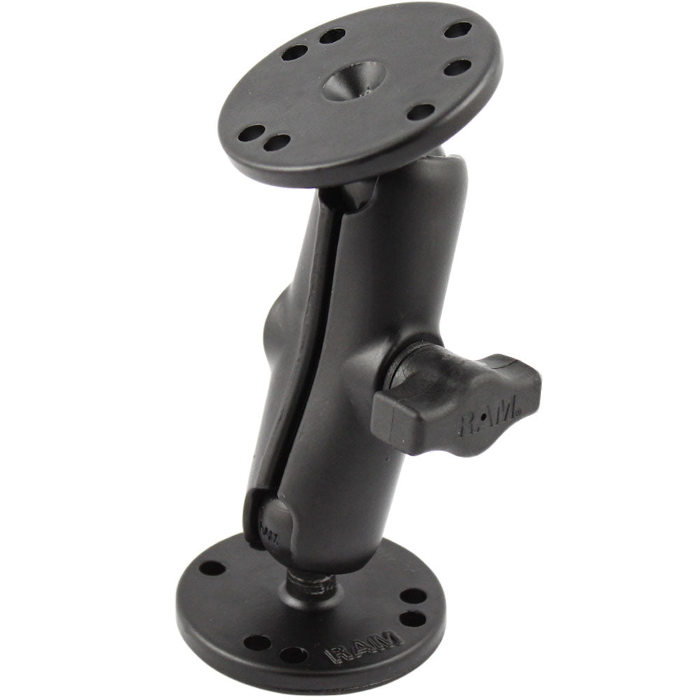 RAM Mount 1 Ball Double Socket Arm w2 25 Round Bases AMPS Hole Pattern RAMB101U