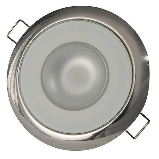 Lumitec Mirage Flush Mount Down Light Glass FinishPolished SS Bezel Warm White Dimming 113119