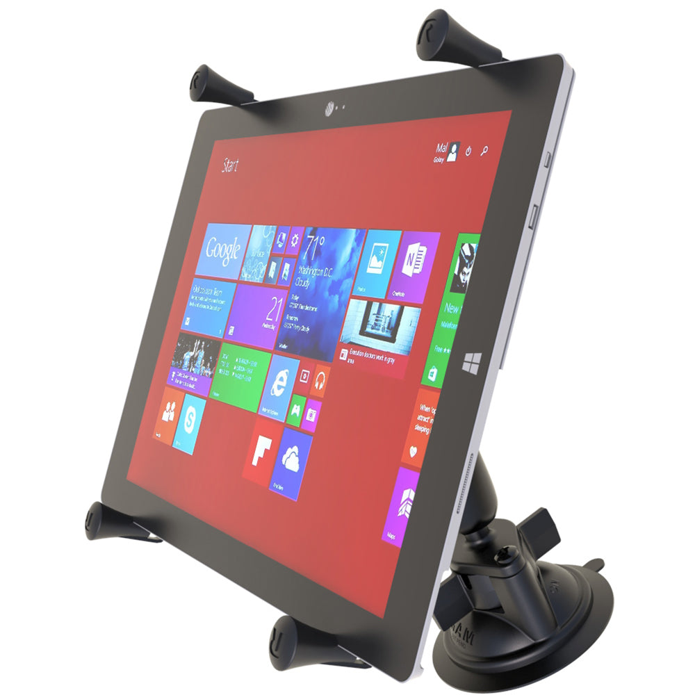 RAM Mount TwistLock Suction Cup Mount wUniversal XGrip Cradle for 12 Large Tablets RAMB166UN11U