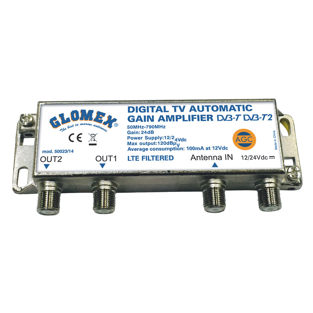 Glomex Auto Gain Control Amp 1224VDC f2 TV Outputs 5002314