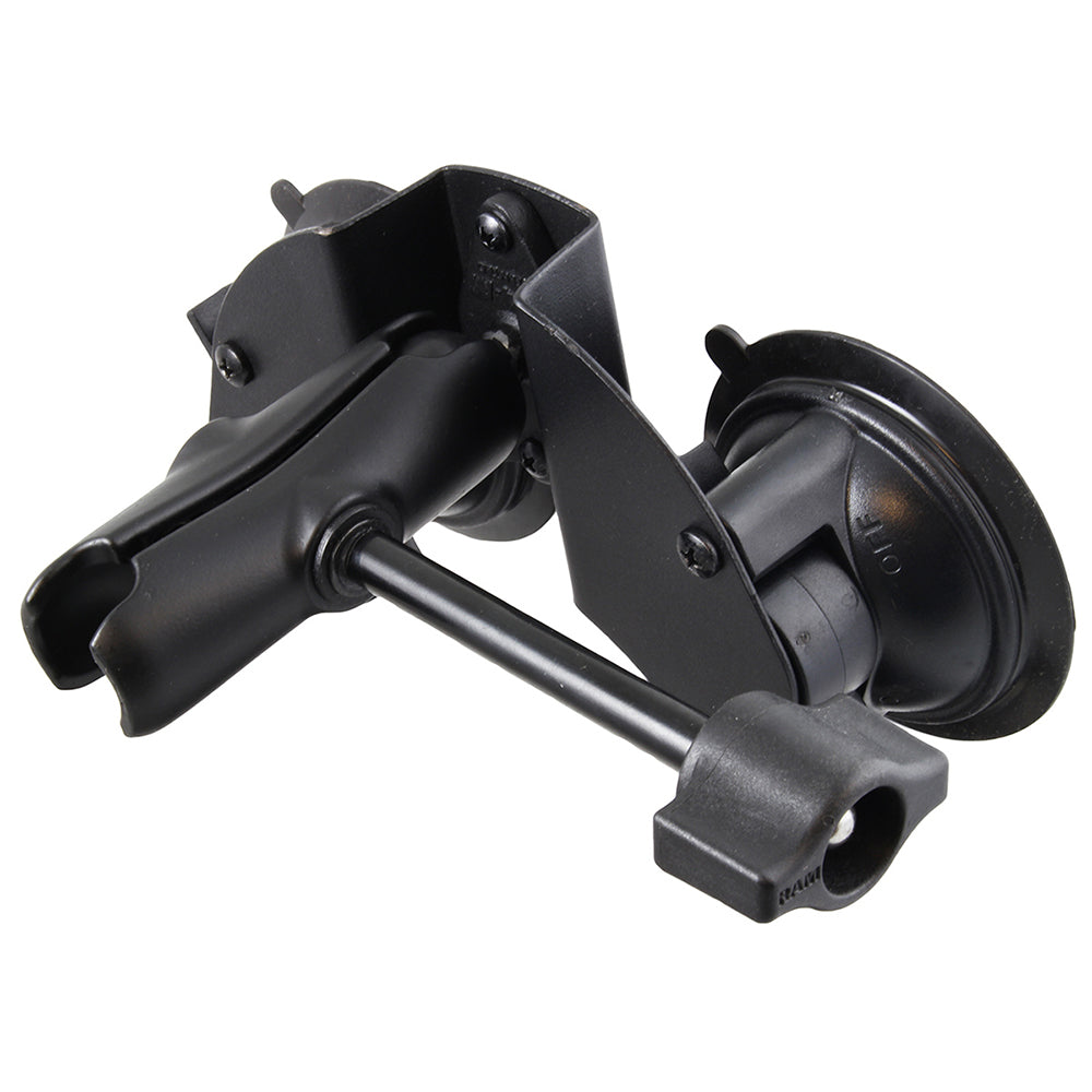RAM Mount Dual Suction Cup Base wMedium Length Arm Retention Knob RAMB189B201ALA1KRU