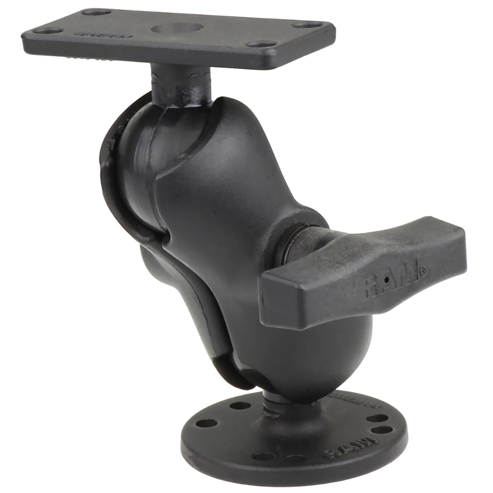 RAM Mount 15 Ball Mount w25 Round Base Short Arm 15 x 3 Plate fHumminbird Helix 5 Only RAM202153B202U