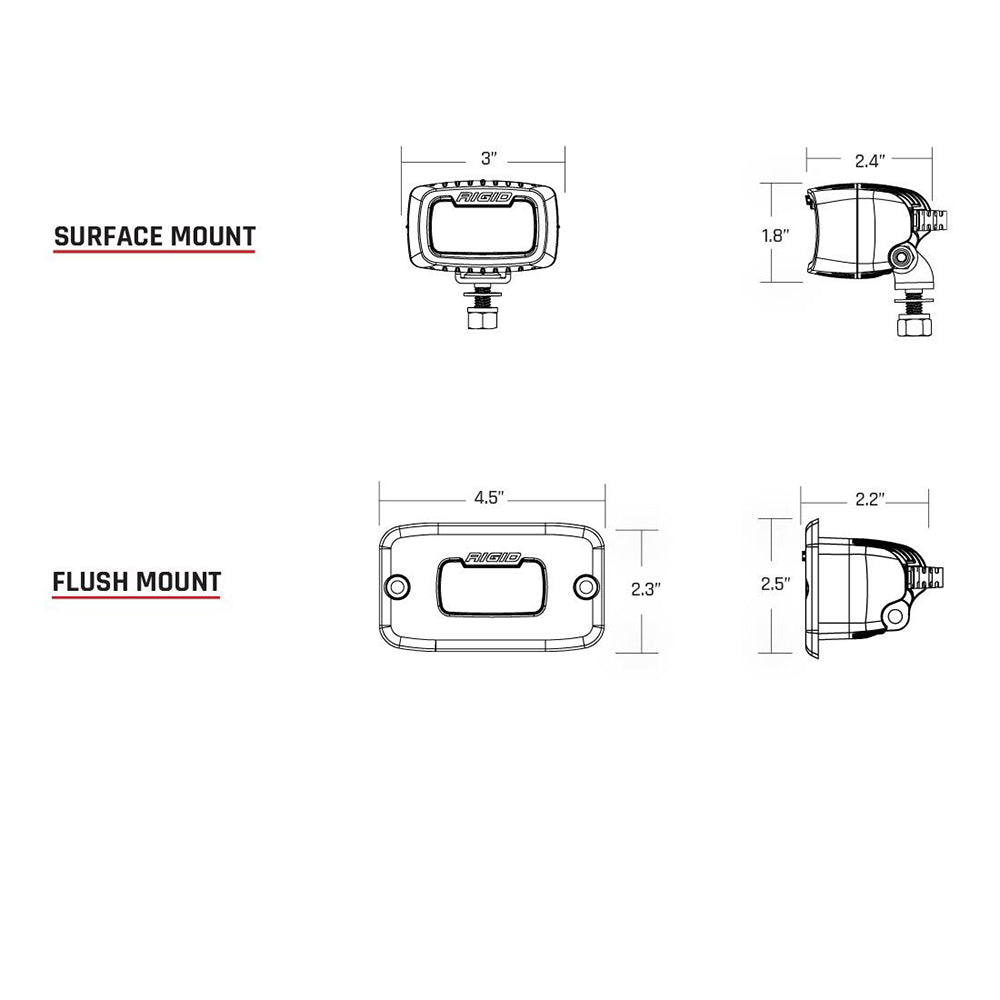 RIGID Industries SRM Series Pro Spot Surface Mount Black 902213
