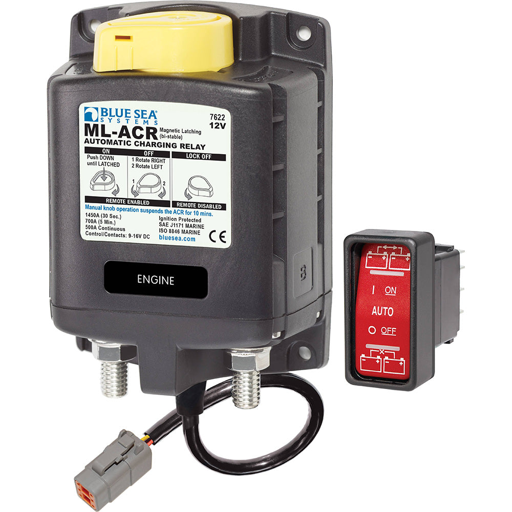 Blue Sea 7622100 ML ACR Charging Relay 12V 500A wManual Control Deutsch Connector 7622100