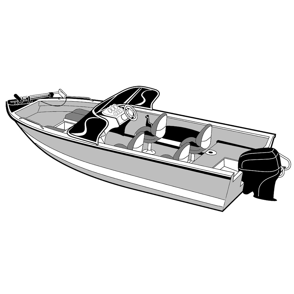 Carver Performance PolyGuard Wide Series StyledtoFit Boat Cover f185 Aluminum VHull Boats wWalkThru Windshield  Grey