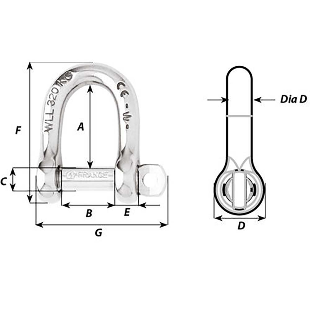 Wichard SelfLocking D Shackle Diameter 5mm 316 01202