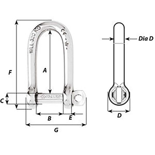 Wichard SelfLocking Long D Shackle Diameter 8mm 516 01214