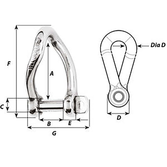 Wichard SelfLocking Twisted Shackle Diameter 8mm 516 01224