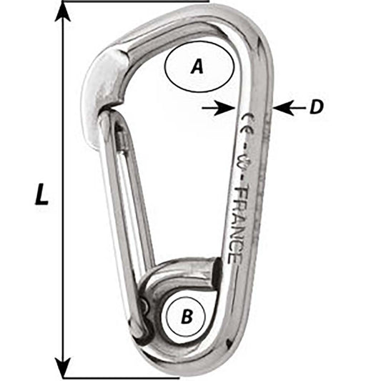 Wichard Asymmetric Carbine Hook Length 80mm 516 02325
