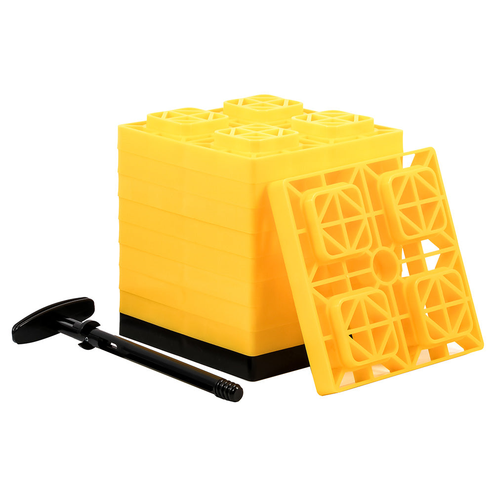 Camco FasTen Leveling Blocks wTHandle 2x2 Yellow 10Pack 44512