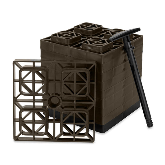 Camco FasTen Leveling Blocks wTHandle 2x2 Brown 10Pack 44521