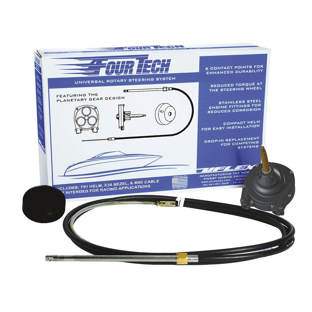 Uflex Fourtech 10 Black Mach Rotary Steering System wHelm Bezel Cable FOURTECHBLK10