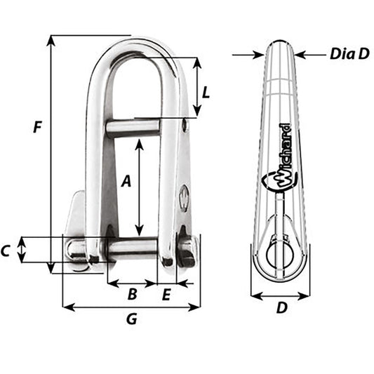Wichard HR Key Pin Shackle With Bar 5mm Pin Diameter 91432