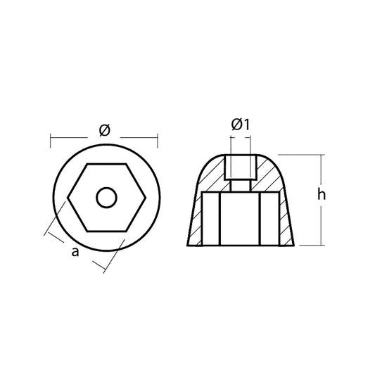 Tecnoseal Zinc Sidepower Sleipner Propeller Nut Anode 01051