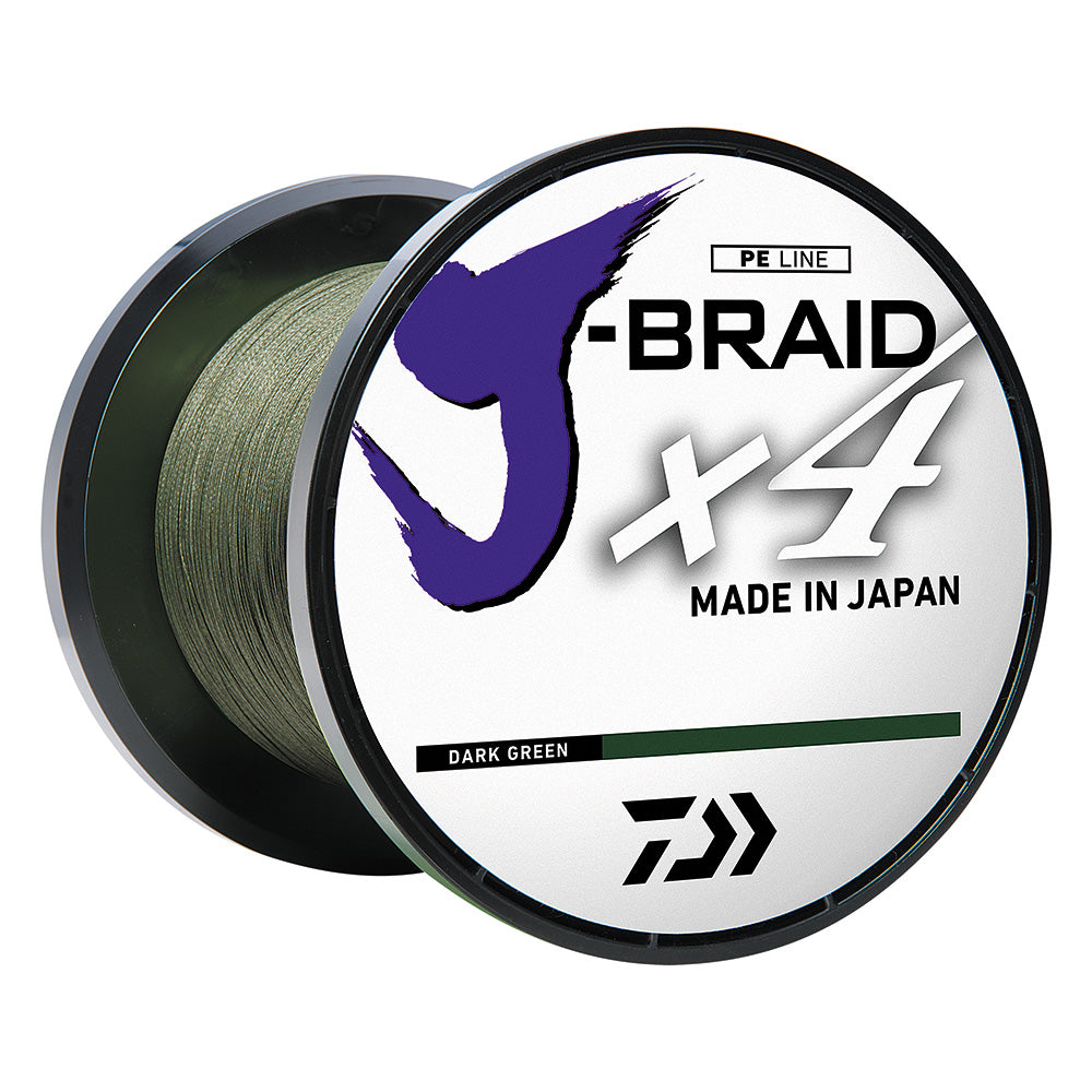 Daiwa JBRAID x4 Braided Line  65 lbs  300 yds  Dark Green JB4U65300DG