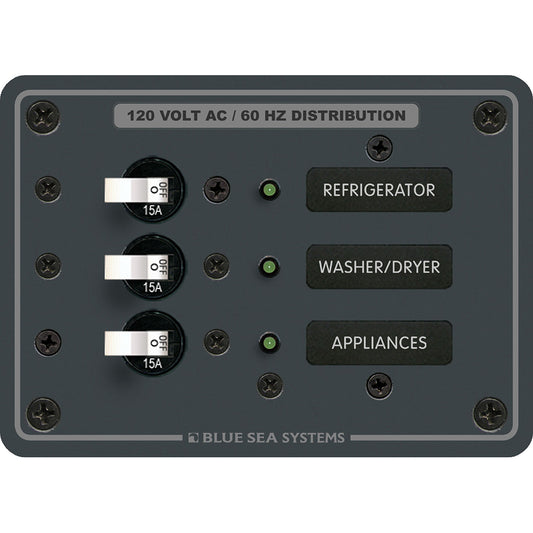 Blue Sea 8058 AC 3 Position Toggle Circuit Breaker Panel  White Switches 8058