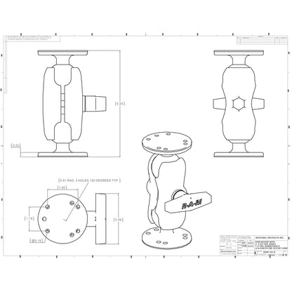 RAM Mount 15 Ball Mount wShort Double Socket Arm  225 Round Bases RAM101UB