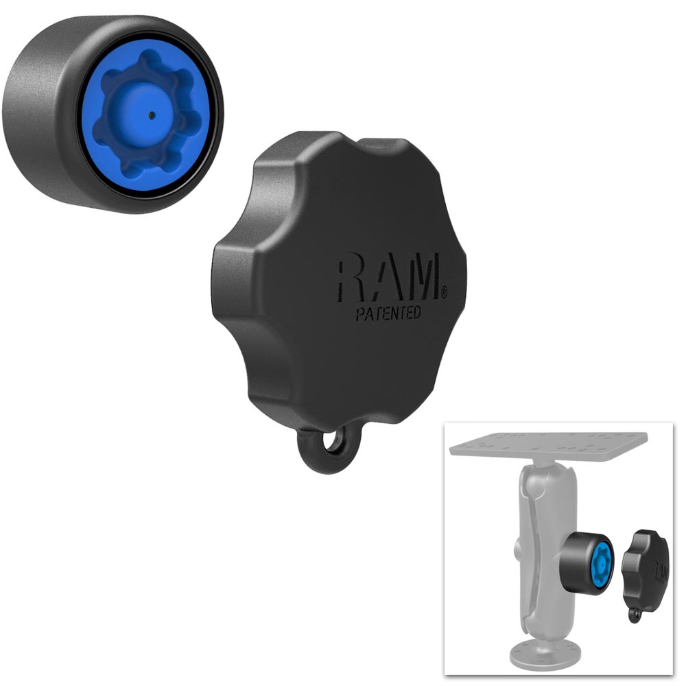 RAM Mount Mixed Combination PinLock Security Knob  Key Knob f15 Diameter C Size Arms RAPSKNOB5U