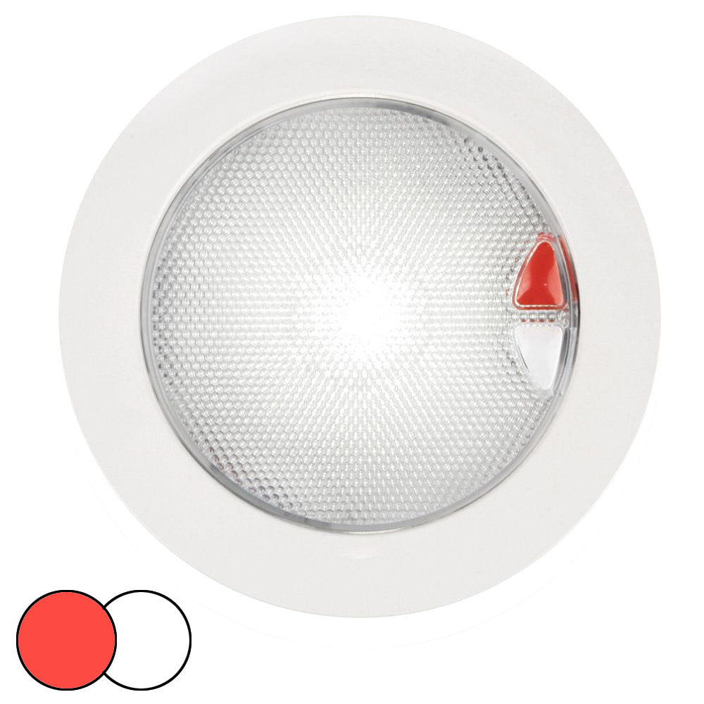 Hella Marine EuroLED 150 Recessed Surface Mount Touch Lamp  RedWhite LED  White Plastic Rim 980630002