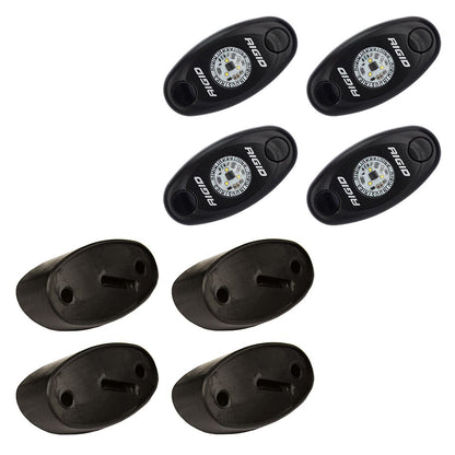 RIGID Industries ASeries Rock Light Kit  4 Cool White Lights  Black 400203