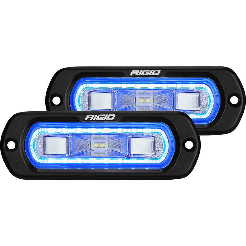 RIGID Industries SRL Series Flush Mount Spreader Light  Black Housing  Blue Halo 53221