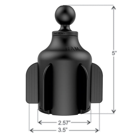 RAM Mount RAM Stubby Cup Holder Mount wDiamond Plate RAPB2994238U