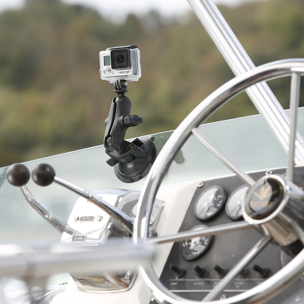 RAM Mount RAM TwistLock Suction Cup Mount wUniversal Action Camera Adapter RAMB166GOP1U