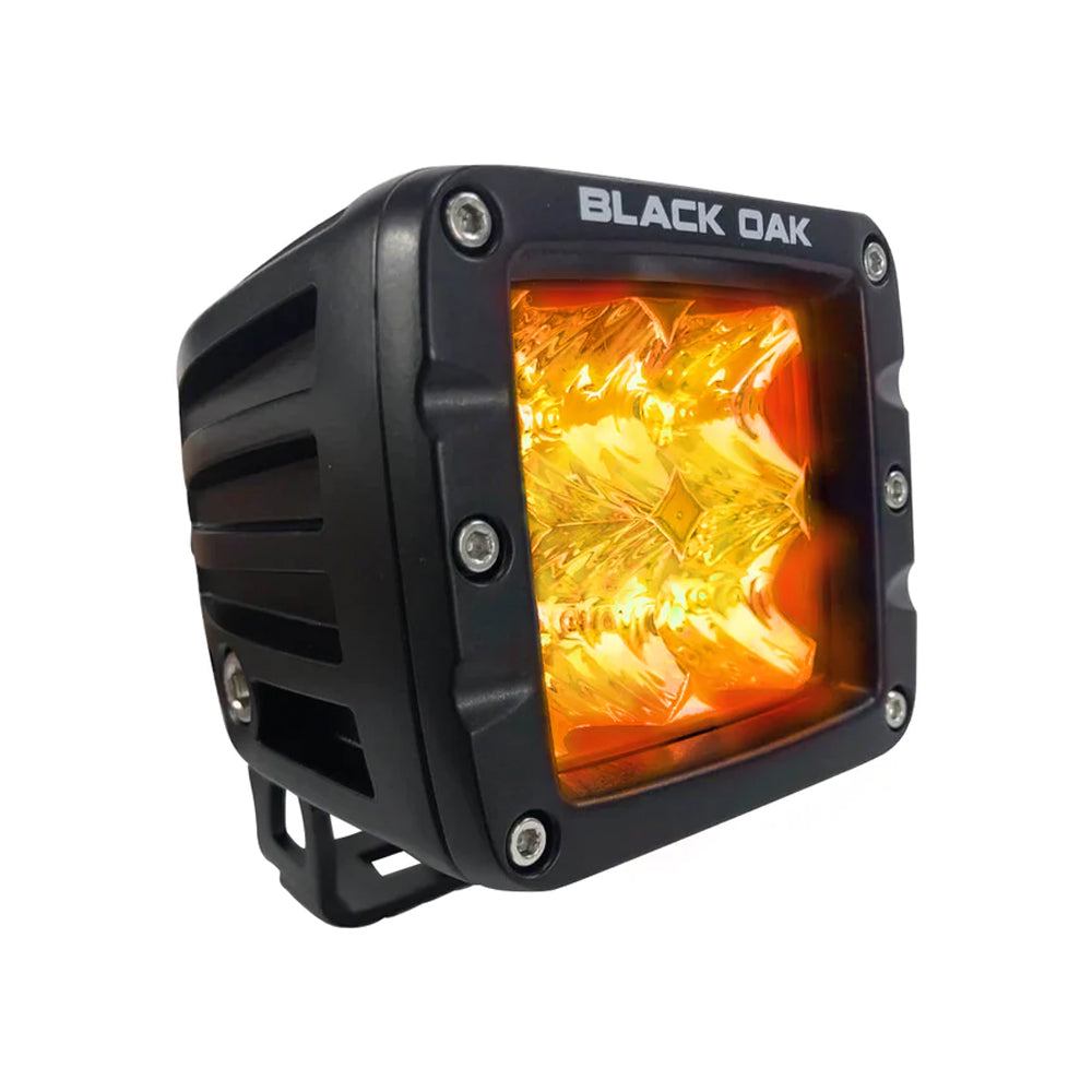 Black Oak 2 Amber LED Pod Light  Flood Optics  Black Housing  Pro Series 30 2APOD30S